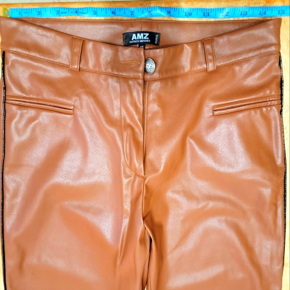 French leather w Suede interior finish straight legged trousers and black piping - Picture 1 of 5